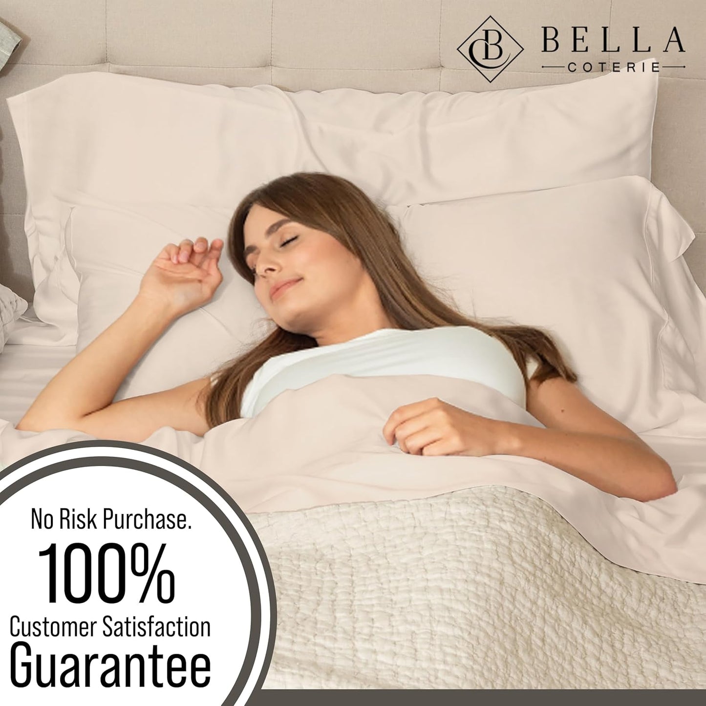 Bella Coterie Luxury Bamboo Viscose Twin XL Size Sheet Set | 100% Organically Grown | Ultra Soft | Cooling for Hot Sleepers | 18" Deep Pocket [Champagne]