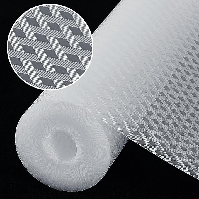 Shelf Liners, Non-Adhesive Drawer Liner, Waterproof & Oil-Proof Kitchen Cabinet Cupboard Liner Plastic EVA Material BPA Free Fridge Liner Mats Paper Protector for Shelves (Clear/24in x 240in) by Origuuds
