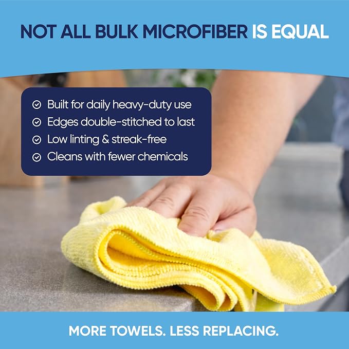 Bulk 12” X 12” All Purpose Microfiber Towels Wholesale - Case Quantity (400 Count) | No Fraying | High Density Microfiber | Zero Chemical Cleaner | Long-Lasting (Blue) - Image 6