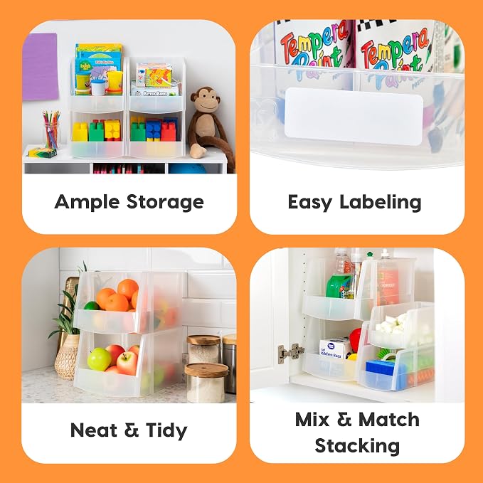 IRIS USA 4-Pack, X Large Plastic Stackable Storage Bin Organizer, Clear - Image 3