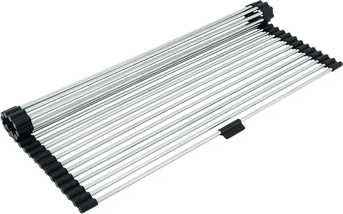 Farberware Dish Drying Rack Over the Sink, Large Stainless Steel Rolling Drying Rack for Kitchen Counter, Rust-Resistant Rods, Holds Up to 22 lbs, Dishwasher Safe - Image 6