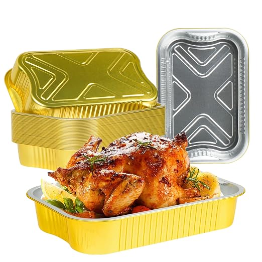 30-Pack 9x13 Gold Aluminum Foil Pans | Heavy Duty Half Size Baking Pan by AluminumFoilPanswithLids
