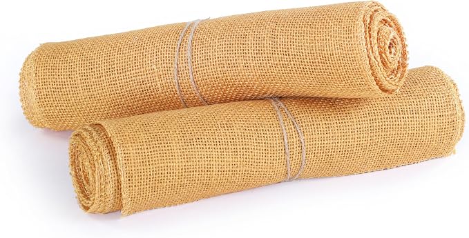 MDS® Pack of 10 Natural Burlap Table Runner, 12 x 72 Inch, Jute Rustic Farmhouse Boho Table Decor for Wedding Reception, Dining Table, Bridal Shower, Baby Shower & Party Decorations - Gold - Image 5