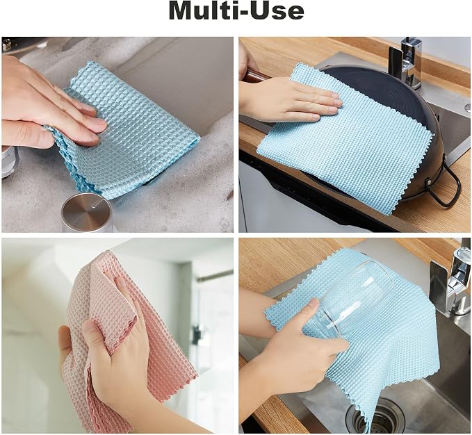 JOYMOOP Microfiber Cleaning Cloth, Reusable Absorbent Microfiber Cleaning Cloths, Kitchen Dish Cloth Waffle Weave 5 Pack, Mixed Color, 9.8×9.8inch - Image 8