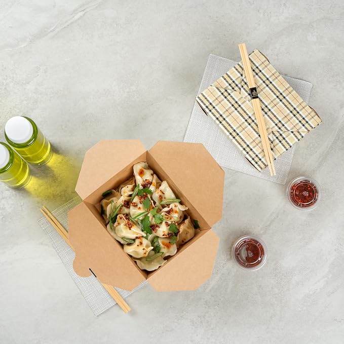 Restaurantware-Bio Tek 6.7 x 5.5 x 2.6 Inch Food Containers, 200 Durable Takeaway Boxes - Disposable, Sturdy, Plaid Paper 45 Ounce Takeout Boxes, Rectangle, For Takeouts And Delivery, Or Picnics - Image 7
