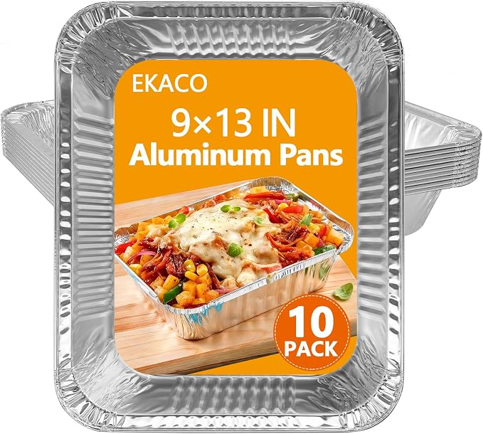 10 Pack Thickened 9x13 Aluminum Foil Pans by EKACO