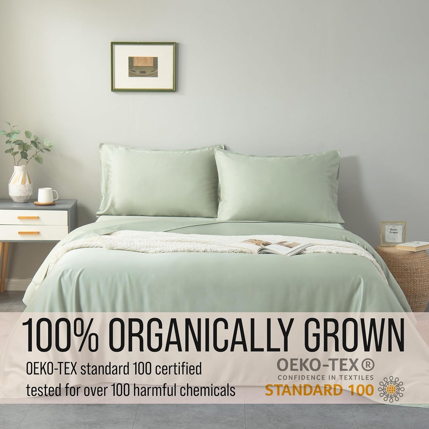 Bella Coterie Luxury Bamboo Viscose Split King Size Sheet Set | 100% Organically Grown | Ultra Soft | Cooling for Hot Sleepers | 18" Deep Pocket [Sea Glass]