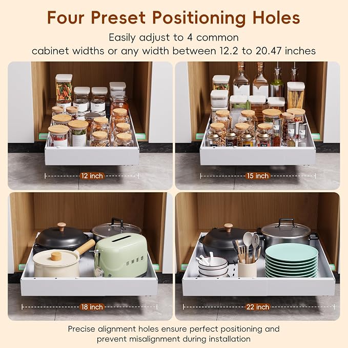 Pull Out Cabinet Organizer, 21"Deep Slide Out Drawers for Kitchen Cabinets - Image 5