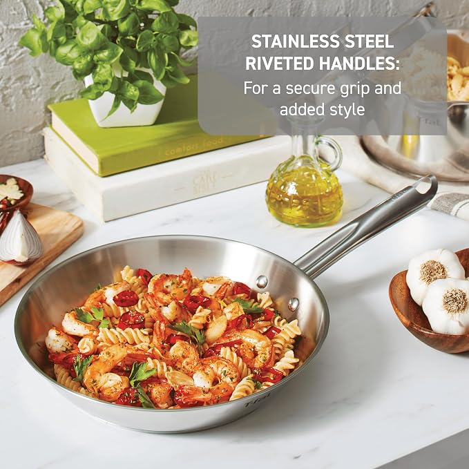 T-Fal Gourmet Stainless Steel 12.5 in Fry Pan, Induction Skillet, Oven Safe - Image 3