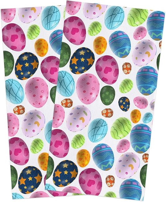 Smile Sunflower Easter Kitchen Towels,Microfiber Cleaning Cloths Easter Colorful Eggs Soft Dish Towels for Kitchen, Pack of 2 Absorbent Reusable Dish Towels,Tea Towels,Bar Towels,18x28 Inch by Smile+Sunflower