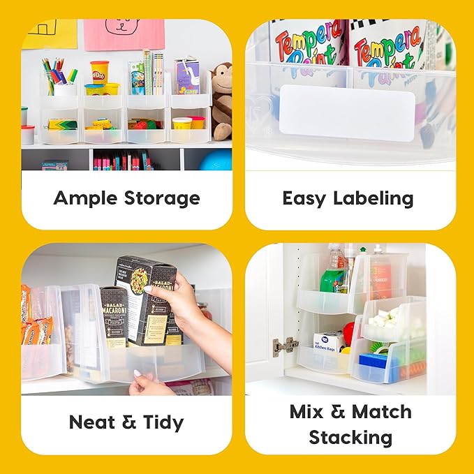 IRIS USA 4-Pack, Medium Plastic Stackable Storage Bin Organizer, Clear - Image 3