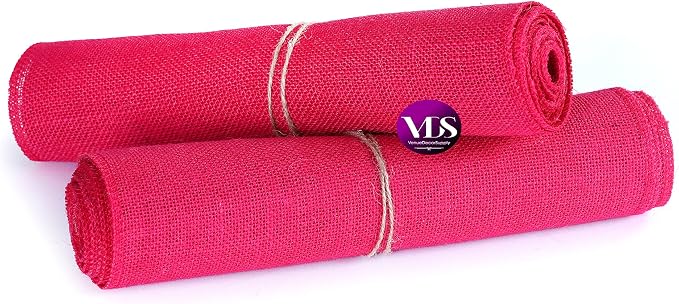 VDS Pack of 25, Burlap Table Runner 100% Natural Jute Rustic Hessian Table Cloth Centrepiece for Wedding Bridal Shower Birthday Event Party Banquet Table Decoration (Size 12X108 Inch)(Magenta) - Image 5