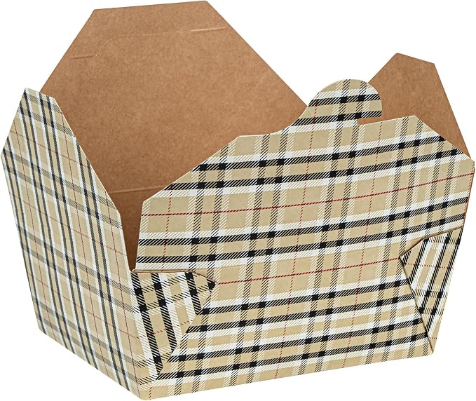 Restaurantware-Bio Tek 6.7 x 5.5 x 2.6 Inch Food Containers, 200 Durable Takeaway Boxes - Disposable, Sturdy, Plaid Paper 45 Ounce Takeout Boxes, Rectangle, For Takeouts And Delivery, Or Picnics - Image 16