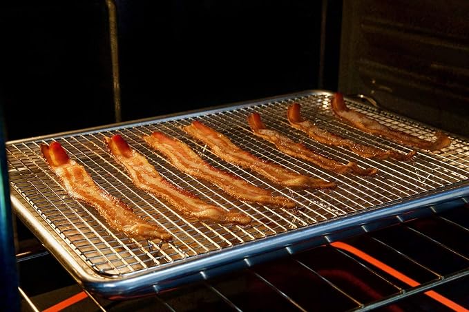 KITCHENATICS Stainless Steel Cooling, Baking & Roasting Racks - Heavy Duty Wire Metal Racks, Oven, Grill & Dishwasher Safe (2 Pack - 1 for Half Sheet Pans & 1 for Quarter Sheet Pans) - Image 3