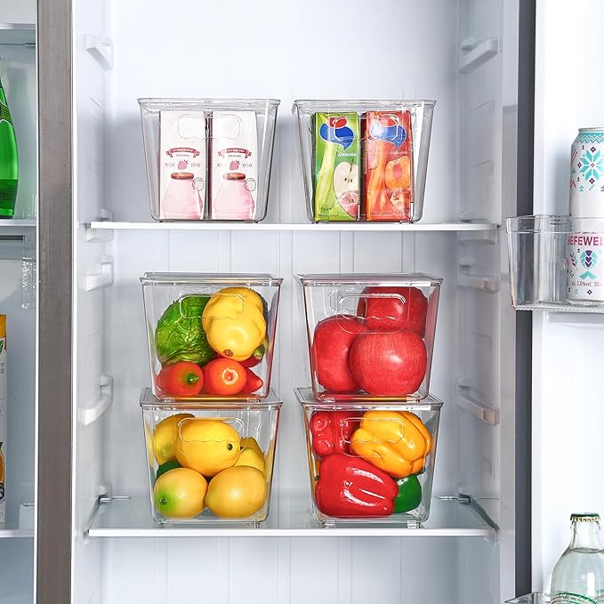 Vtopmart 1 Pack Clear Stackable Storage Bins with Lids and Handles, Medium | BPA-free Plastic, Organize Vertically, For Pantry Kitchen Fridge Cabinet Closet Bathroom, Built to Last, Easy to Move - Image 4