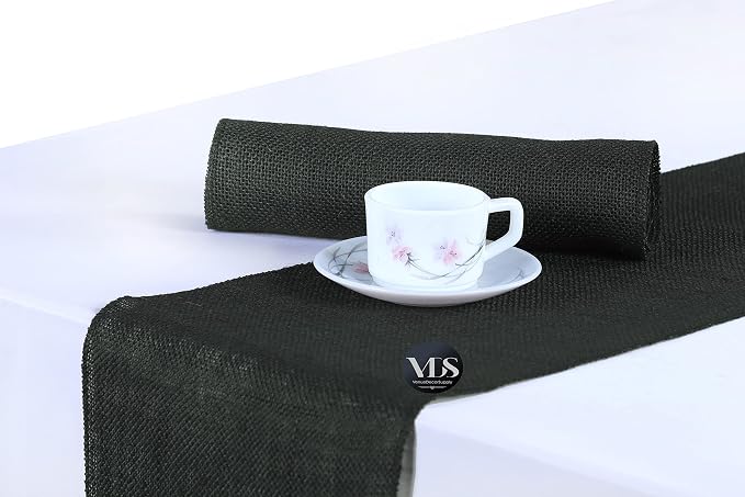 VDS Pack of 5, Burlap Table Runner 100% Natural Jute Rustic Hessian Table Cloth Centrepiece for Wedding Bridal Shower Birthday Event Party Banquet Table Decoration (Size 12X108 Inch)(Black) - Image 4