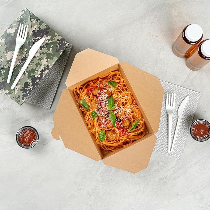 Restaurantware-Bio Tek 8.5 x 6.2 x 1.9 Inch Food Containers, 200 Durable Takeaway Boxes - Disposable, Sturdy, Camouflage Paper 49 Ounce Takeout Boxes, Rectangle, For Takeout And Delivery, Or Picnics - Image 7