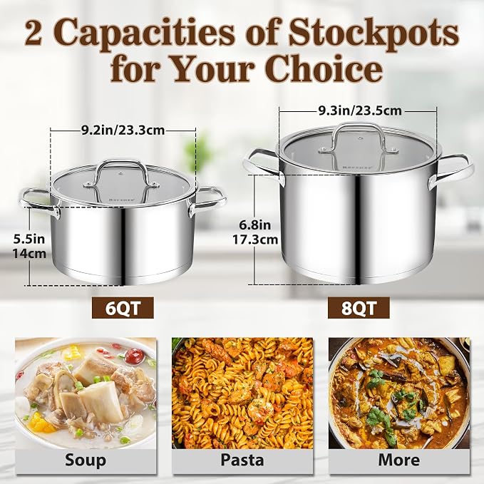 Rorence Stainless Steel Stock Pot, 6-Quart - Image 2