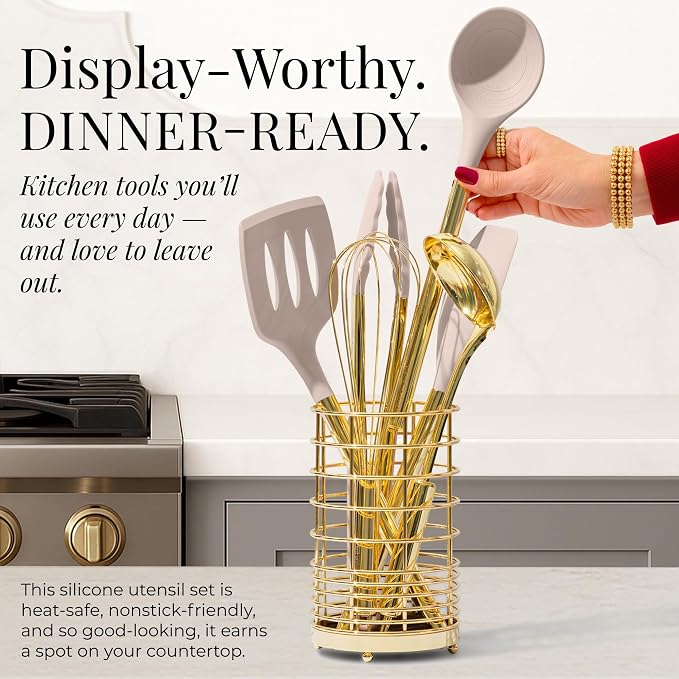 Styled Settings Beige and Gold Utensils Set, 23-Piece - Image 6