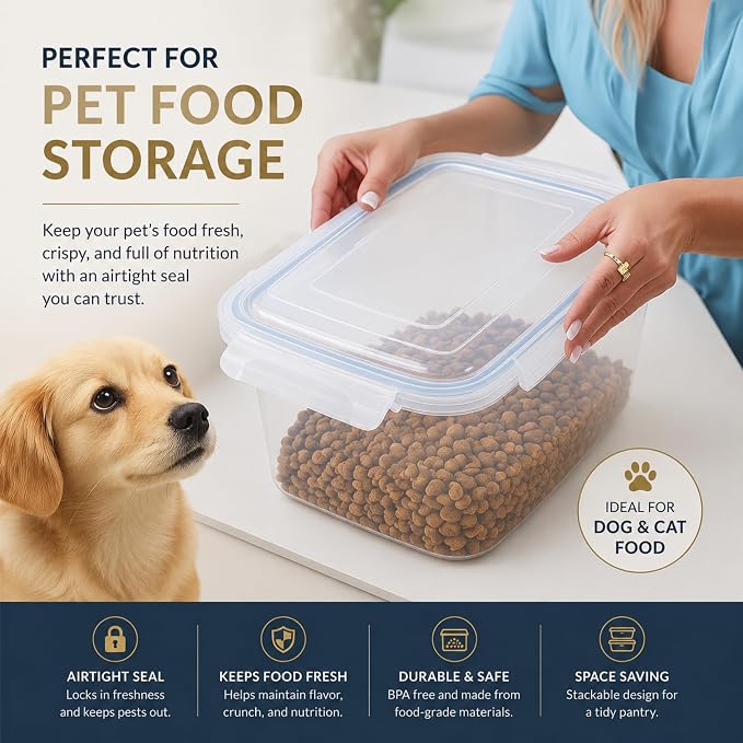 Jumbo Food Storage Container Set of 2 with Lids – 12 & 17 Quart Airtight Plastic Latching Boxes, Heavy-Duty Stackable Bins for Rice, Flour, Pet Food, Closet, Pantry, Kitchen, Pantry, Made in Japan - Image 5
