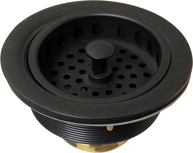 Westbrass D214-12A 3-1/2" Post Style Large Kitchen Sink Basket Strainer, Antique Bronze by Westbrass