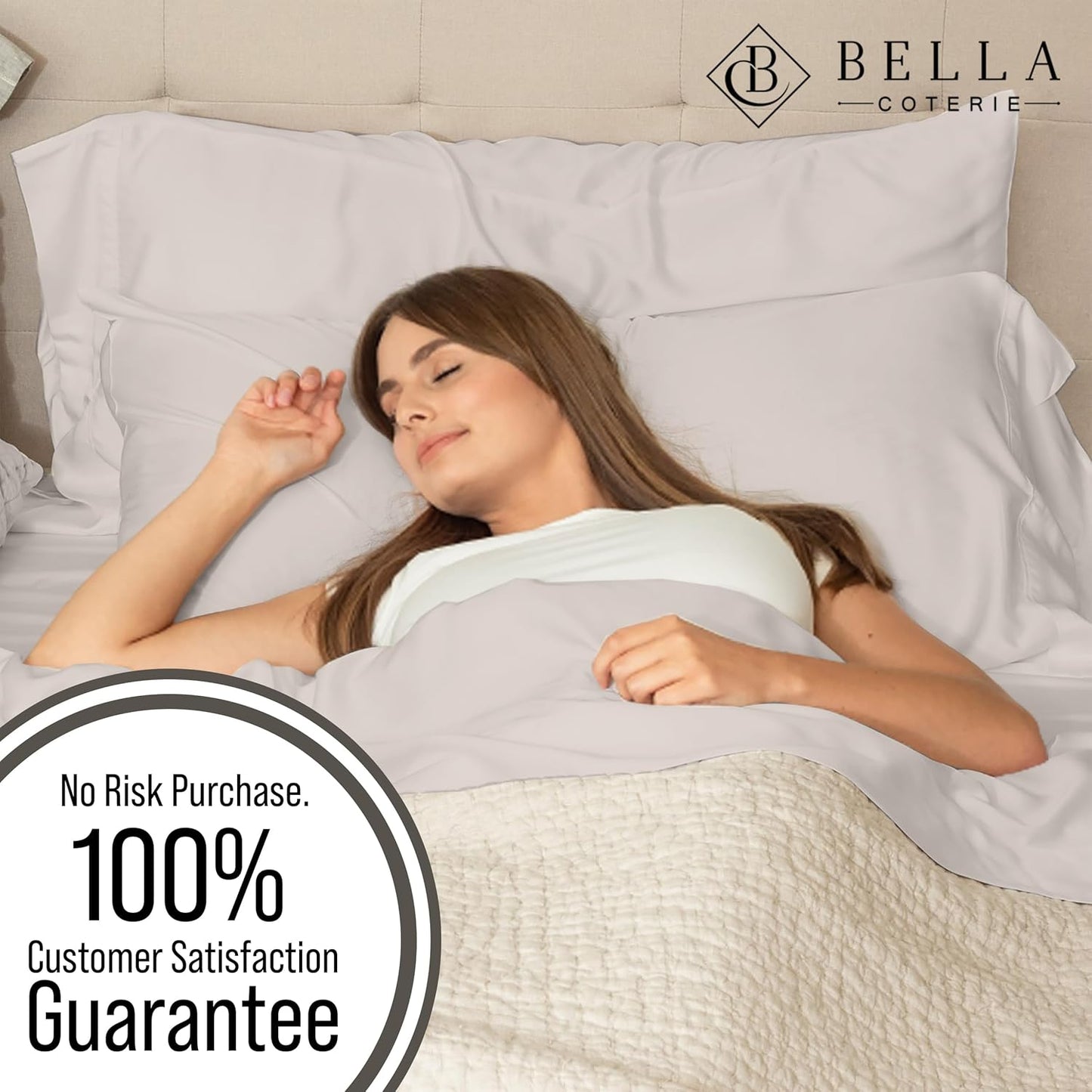 Bella Coterie Luxury Bamboo Viscose Full Size Sheet Set | 100% Organically Grown | Ultra Soft | Cooling for Hot Sleepers | 18" Deep Pocket [Dune]