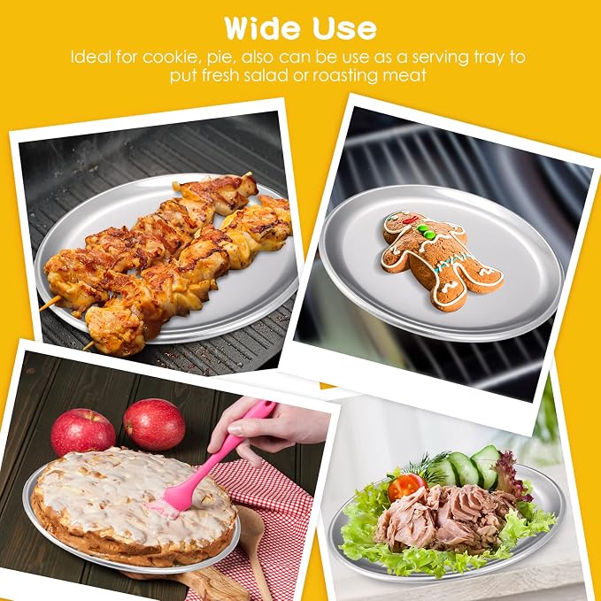 Rtteri 24 Pcs Pizza Pan Bulk Restaurant Aluminum Pizza Pan Set Round Pie Cake Plate Rust Free Cake Tray for Oven Baking Home Kitchen Restaurant Easy Clean (10 Inch) - Image 6