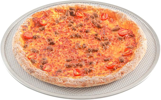 Restaurantware 17 Inch Aluminum Pizza Screen Pack of 72 Mesh Baking Tool For Crispy Crust, Lightweight Stackable Seamless Rim Rust-Resistant Baking Screen, Reusable for Pizzerias, Home Oven Use - Image 2