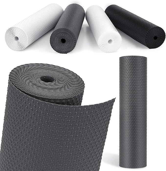 Drawer Liners, Waterproof Shelf Liner, Anti-Slip Non-Adhesive BPA Free Kitchen Cupboard Cabinet Liner Refridge Fridge Mats Sink Protector Strong Durable for Home (Grey/11.8in x 20Ft) by MooiFun