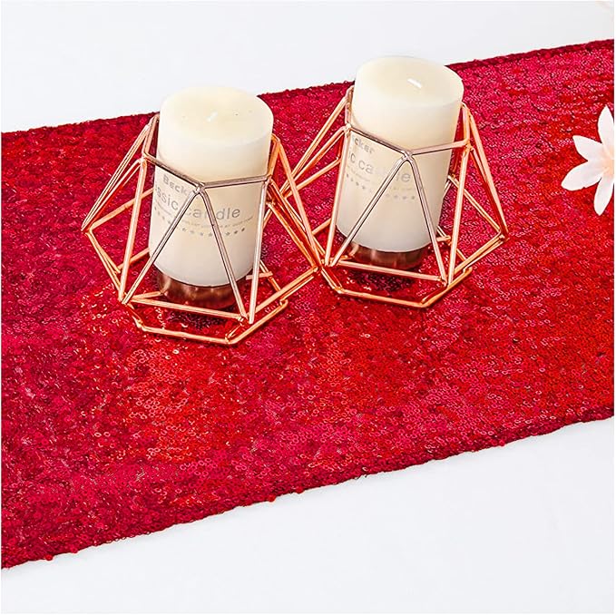 Red Sequin Table Runner 6 Pack 12''x72 Glitter Table Runner - Image 3