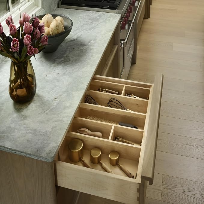Rev-A-Shelf Trim-to-Fit Silverware Drawer Organizer For Kitchen Utensils, Cutlery Cabinet Storage Divider Insert, 33.11 x 21.97 In, Maple Wood, 4WUT-36SH - Image 5