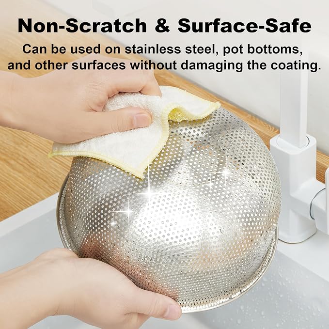 JOYMOOP Bubble Mesh Microfiber Cleaning Cloth, Reusable Non-Scratch Cleaning Rags, Dual-Sided Dish Cloths, Multipurpose Dish Rags for Dishwashing, Kitchen, Stainless Steel-6 Packs, Yellow - Image 5