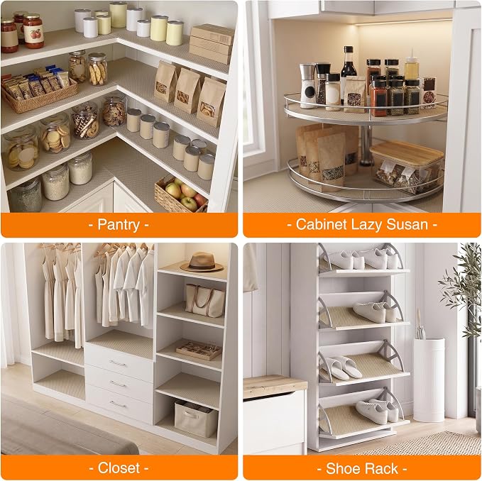 FLPMIX Shelf Liners for Cabinets Khaki: Large Waterproof 19" W x 300" L - Image 8