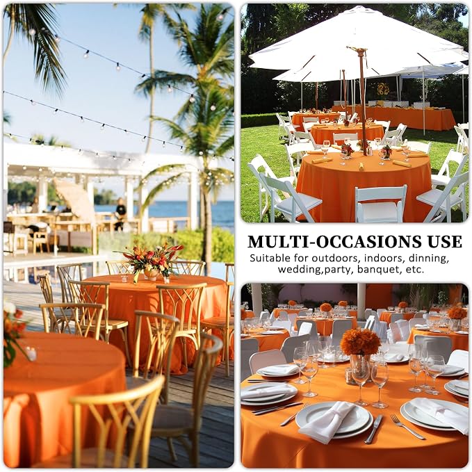8 Packs 90 Inch Orange Round Tablecloth - Image 6