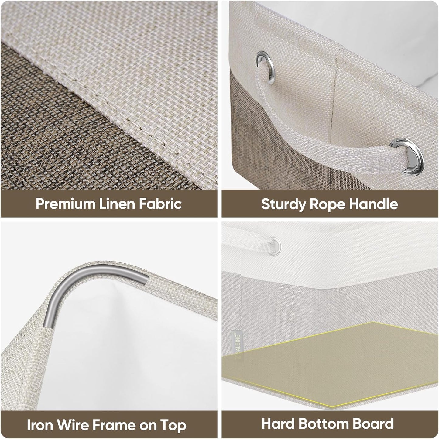 BALEINE 1 Pack Fabric Storage Bins for Shelves, Linen Storage Baskets for Organizing, Decorative Closet Bins for Clothes, Home (Brown, 12"x8"x8")