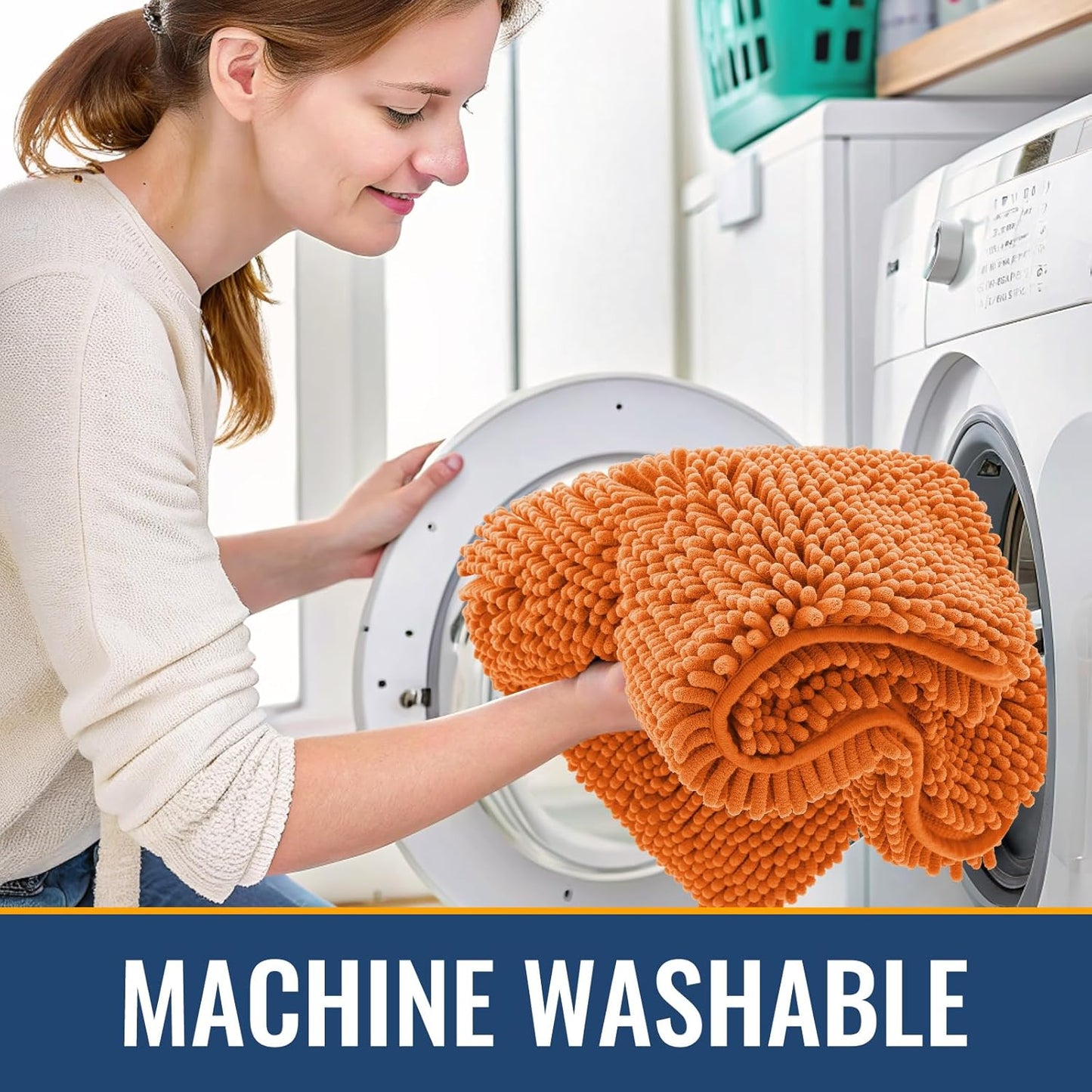 Arotive Bathroom Rugs 24x16, Extra Soft Absorbent Shaggy Chenille Bath Rugs, Machine Washable Rubber Backing Non-Slip Bath Mats for Bathroom Floor Tub and Shower, Home Decor Accessories, Coral