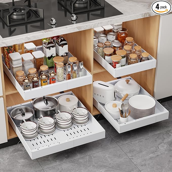 Pull Out Cabinet Organizer, 21"Deep Slide Out Drawers for Kitchen Cabinets by OneDream