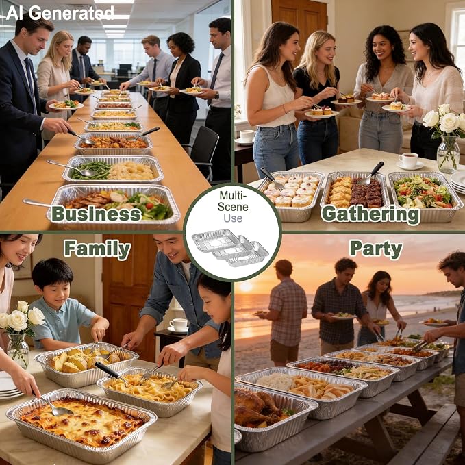 Half Size Medium Steam Table Pans with Foil Lids, 25 Pack - Image 3