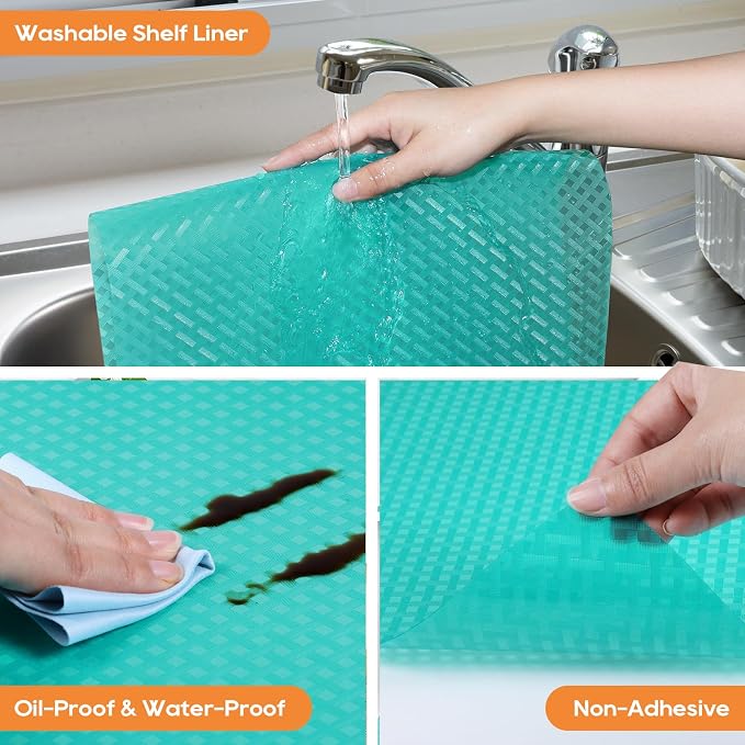 Refrigerator Liner Non Adhensive Shelf Mats, Blue 17.5"× 236.2" - Image 4