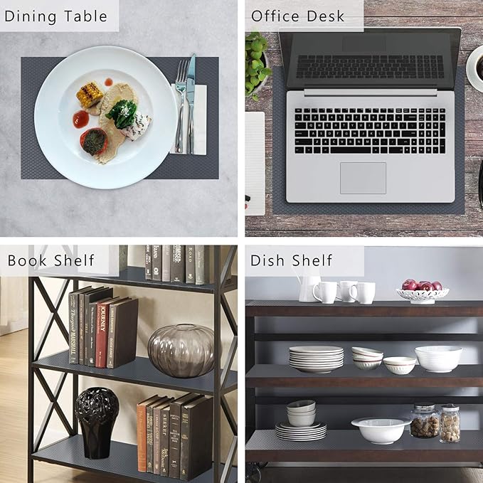 Shelf Liner Kitchen Cabinet Drawer Mats, 17.5"W x 196.8"L Non Adhesive Grey - Image 5