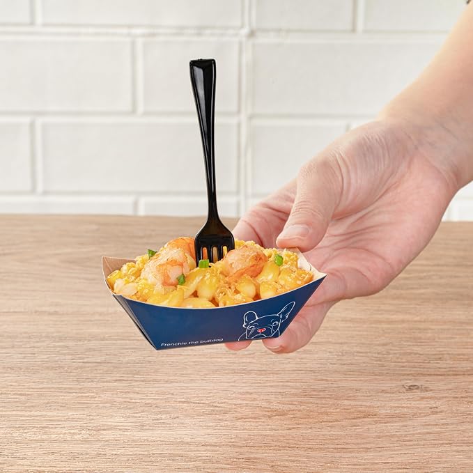 Restaurantware-Bio Tek 2 Ounce Food Trays, 400 Disposable Paper Food Trays - Heavy-Duty, Greaseproof, Frenchie Paper Food Boats, For Snacks, Appetizers, Or Treats, Use At Parties Or Carnivals - Image 5