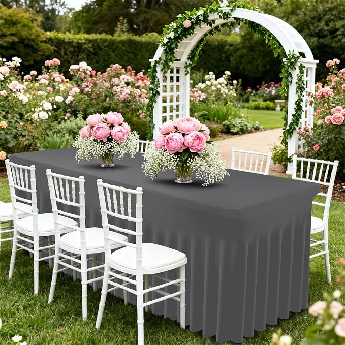 Moosfor 2 Pack Spandex Fitted Rectangle Tablecloth, Elastic Table Skirt - Image 7