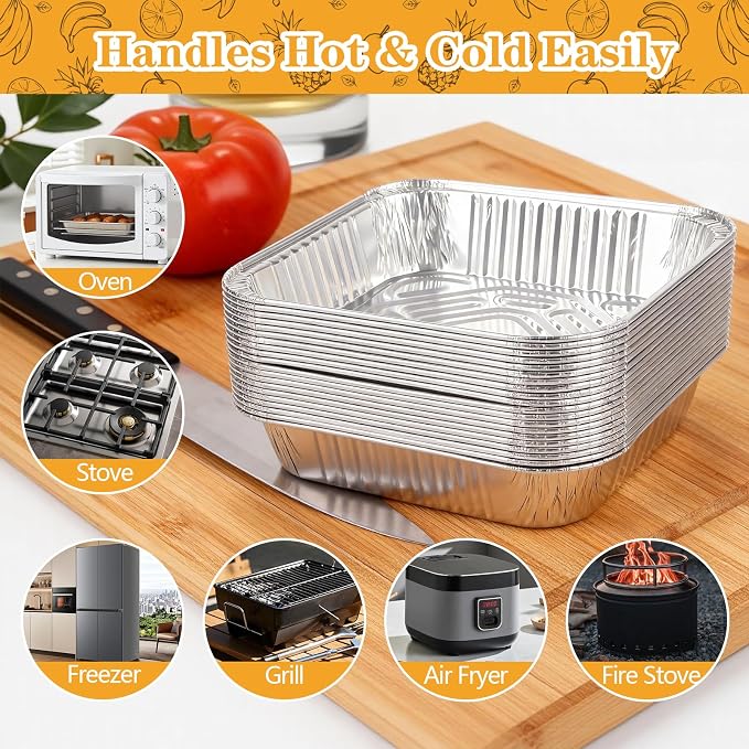 50 Pack Thickened 8x8 Disposable Aluminum Foil Pans - Image 4