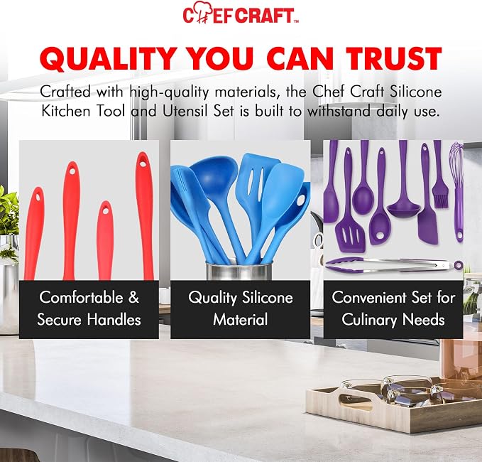 Chef Craft 9 Piece Green Premium Silicone Kitchen Tool Set (42084) - Image 5