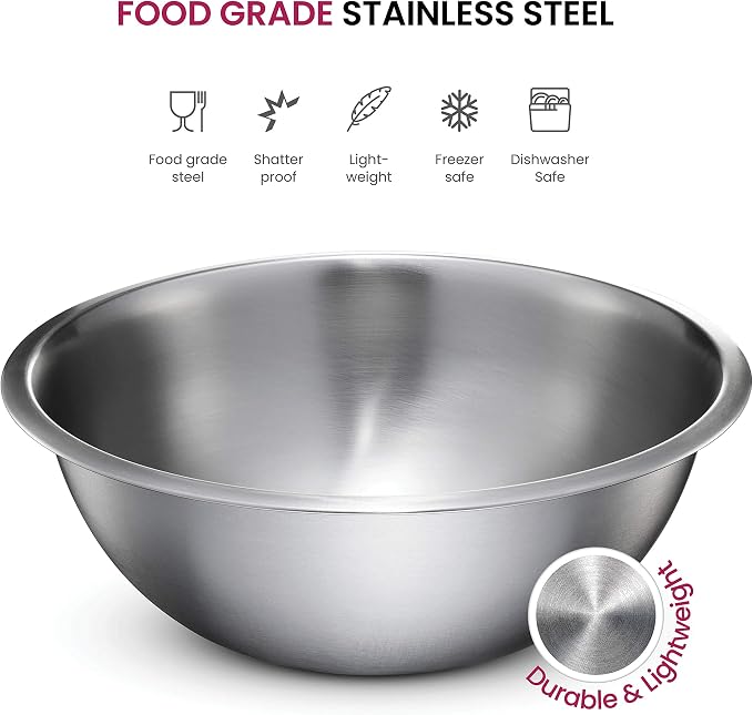 FineDine Stainless Steel Mixing Bowls Set, Dishwasher Safe, 6 Piece Metal Mixing Bowls For Kitchen, Nesting, Large, Small, Big Food Prep, Cooking, Baking (Pack of 2) - Image 3