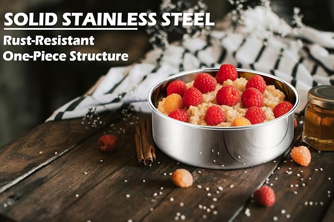 Leonyo Stainless Steel Round 8 Inch Cake Pans Baking Bakeware,3 Pack | 8x2Inch Round Cake Baking Pan Tins Set, Metal Circle Layer Tin Bakeware for Birthday Wedding Party,Dishwasher Oven Safe - Image 3