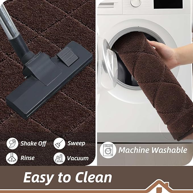 BEQHAUSE Dirt Trapper Door Mat 32" x 48", Doormat Non-Slip, Brown - Image 6