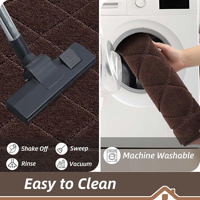 BEQHAUSE Dirt Trapper Door Mat 24" x 60", Doormat Non-Slip, Brown - Image 6
