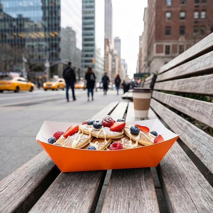Restaurantware Orange Paper lb Tangerine Food Tray Boat, 50 Pack - Image 4