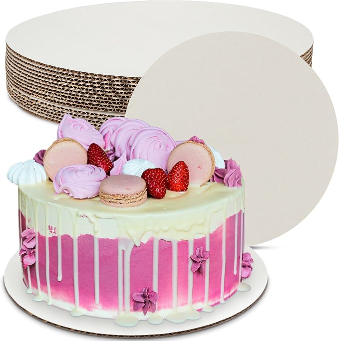 MT Products Corrugated White Cardboard Cake Board or Pizza Circle 14 inch - Sturdy Cake Base for Displaying Cakes, Bread and Desserts (15 Pieces) - Made in The USA by MTProducts
